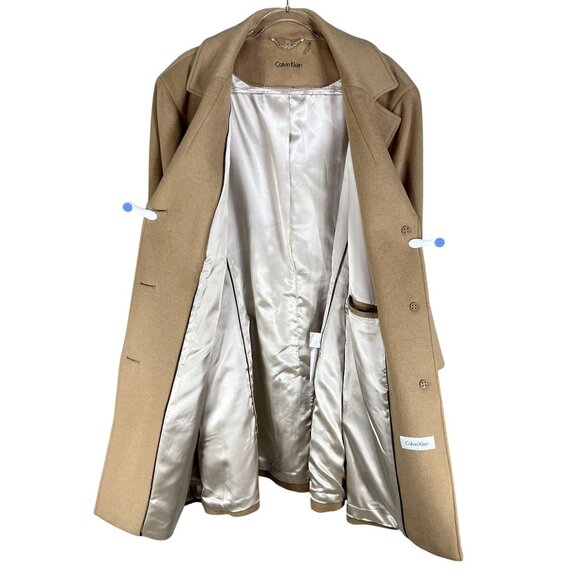 Calvin Klein NWT Womens 3X Camel Tan Wool Cashmere Blend Long Coat Quiet Luxury - Picture 5 of 16
